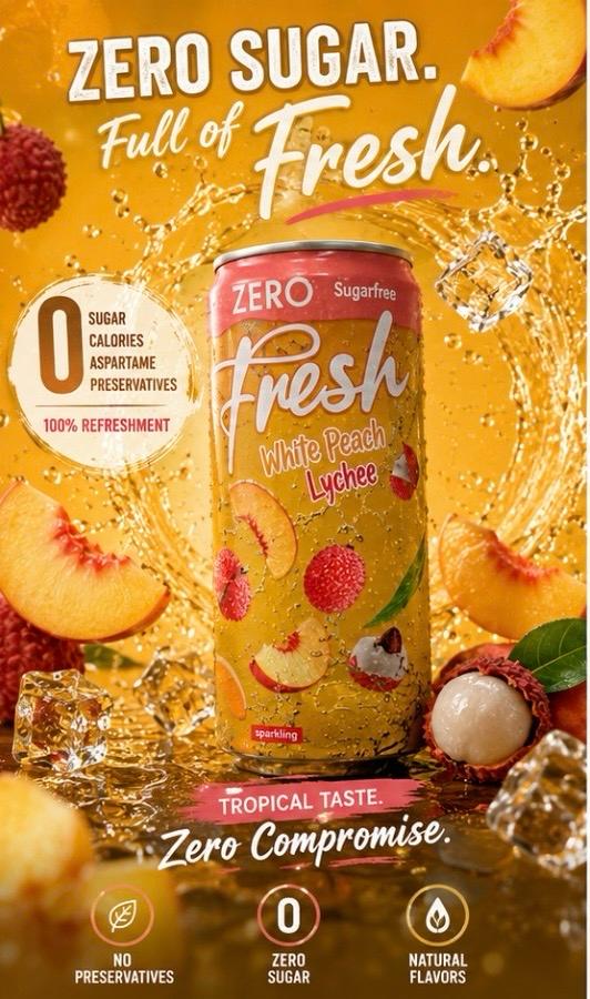 Fresh White Peach & Lychee – Zuckerfreies 24`er Pack